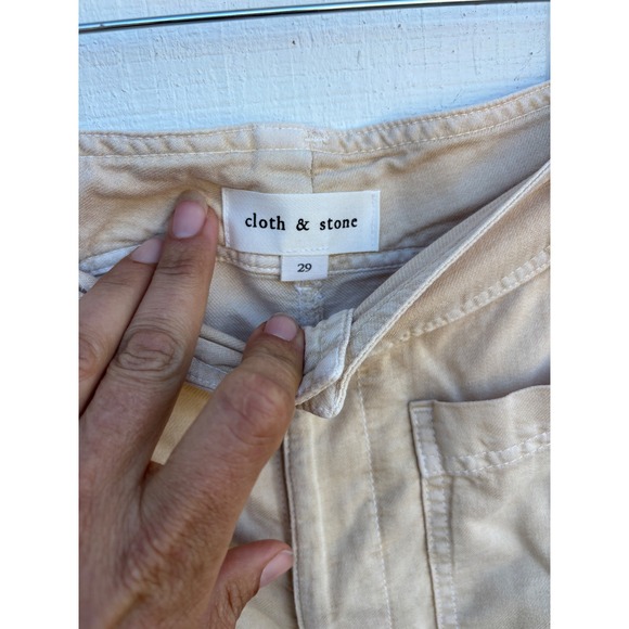 Cloth‎ & Stone Wide Leg Pants Beige Linen Blend High Rise Women Size 29 - Picture 4 of 7